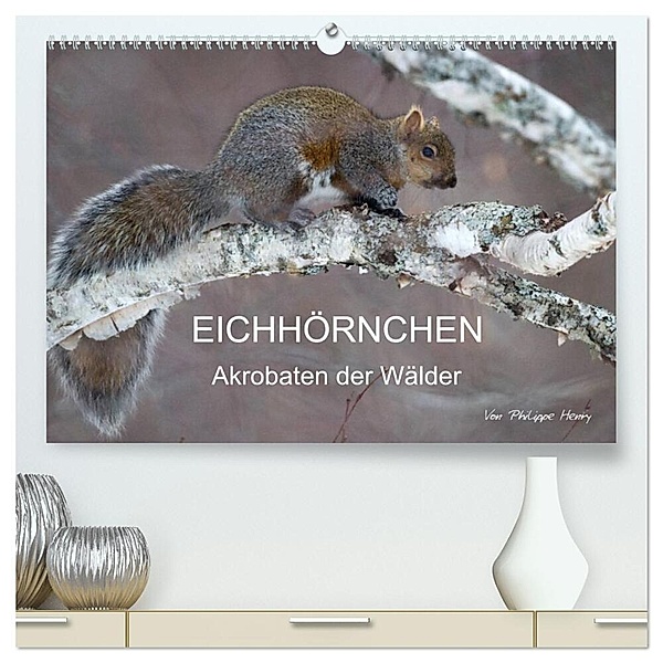 EICHHÖRNCHEN (hochwertiger Premium Wandkalender 2024 DIN A2 quer), Kunstdruck in Hochglanz, Philippe Henry