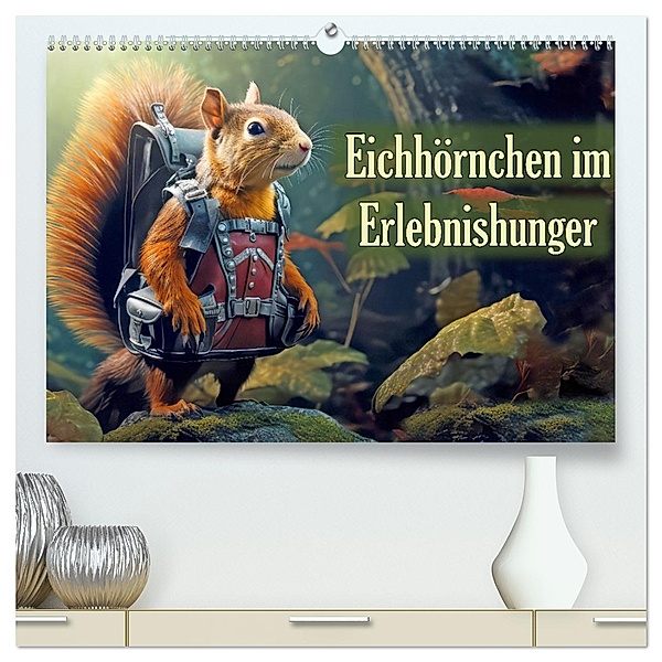 Eichhörnchen im Erlebnishunger (hochwertiger Premium Wandkalender 2024 DIN A2 quer), Kunstdruck in Hochglanz, Calvendo, Liselotte Brunner-Klaus