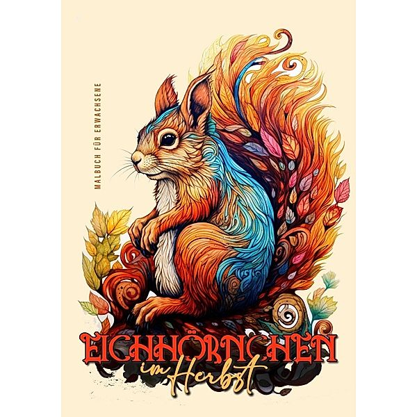Eichhörnchen im Herbst Malbuch für Erwachsene, Monsoon Publishing, Musterstück Grafik
