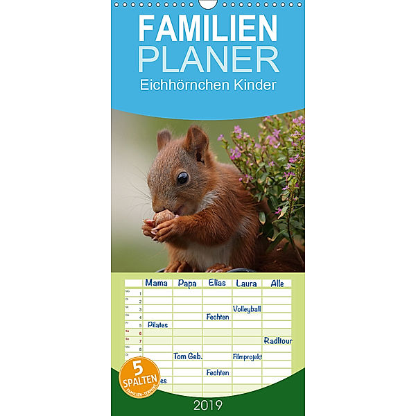 Eichhörnchen Kinder - Familienplaner hoch (Wandkalender 2019 , 21 cm x 45 cm, hoch), Tine Meier