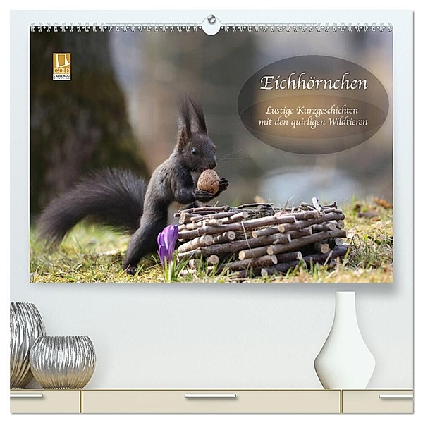 Eichhörnchen - Lustige Kurzgeschichten mit den quirligen Wildtieren (hochwertiger Premium Wandkalender 2024 DIN A2 quer), Kunstdruck in Hochglanz, Birgit Cerny