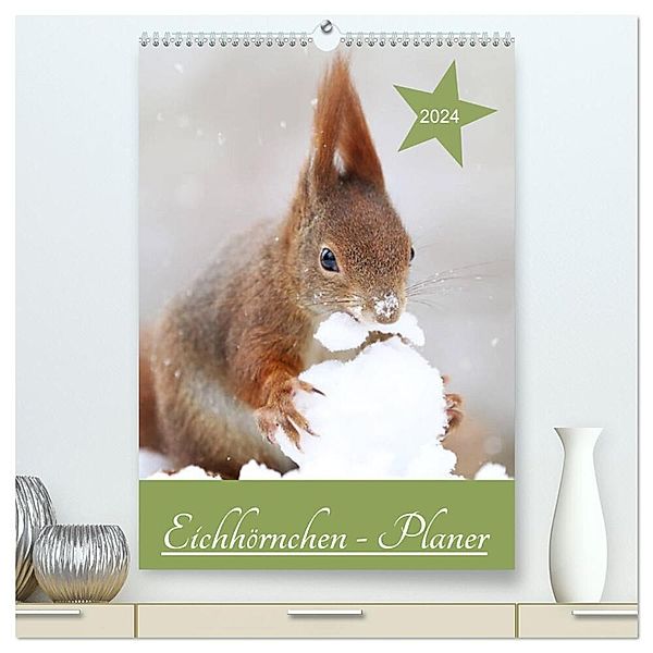 Eichhörnchen - Planer (hochwertiger Premium Wandkalender 2024 DIN A2 hoch), Kunstdruck in Hochglanz, Birgit Cerny