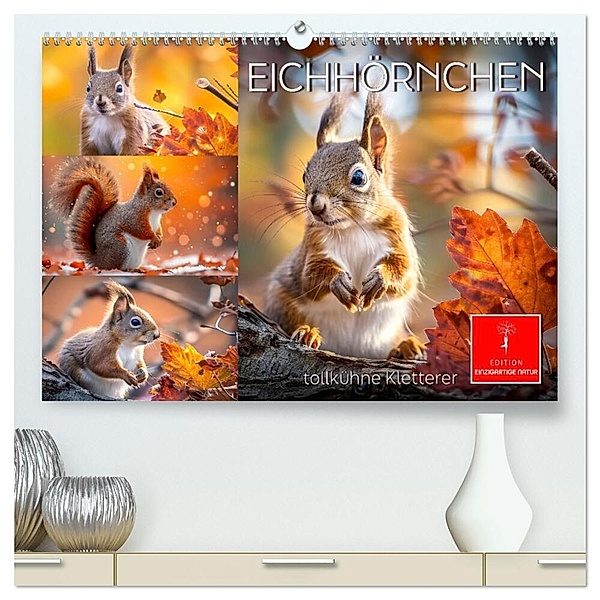 Eichhörnchen - tollkühne Kletterer (hochwertiger Premium Wandkalender 2025 DIN A2 quer), Kunstdruck in Hochglanz, Calvendo, Peter Roder