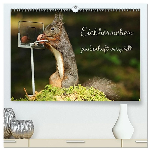 Eichhörnchen - zauberhaft verspielt (hochwertiger Premium Wandkalender 2024 DIN A2 quer), Kunstdruck in Hochglanz, Angela Merk