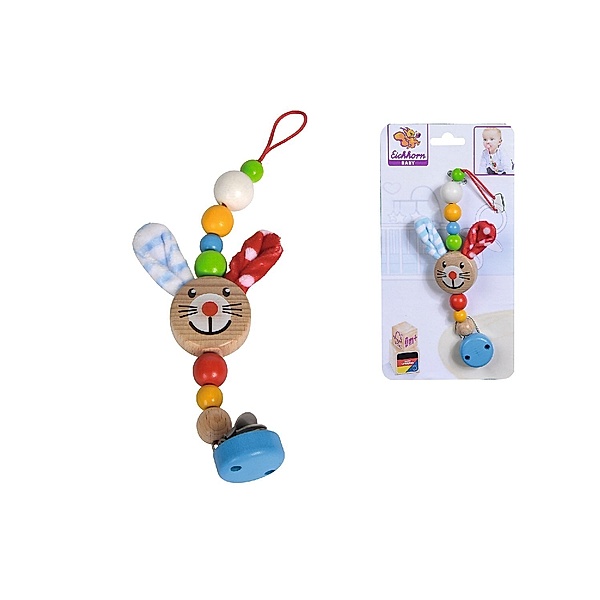 Simba Toys Eichhorn - Schnullerkette mit Clip Motiv Hase