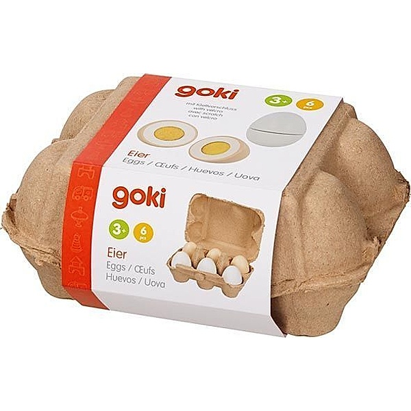 Gollnest & Kiesel Eier mit Klettverbindung in Eierpappe, 6 Stück