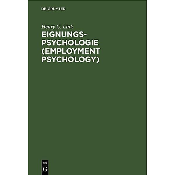 Eignungs-Psychologie (Employment Psychology) / Jahrbuch des Dokumentationsarchivs des österreichischen Widerstandes, Henry C. Link