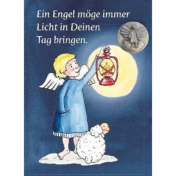 Ein Engel möge immer Licht , Plakette Engel, auf Kärtchen, Maren Dieckvoss, Andrea Zrenner