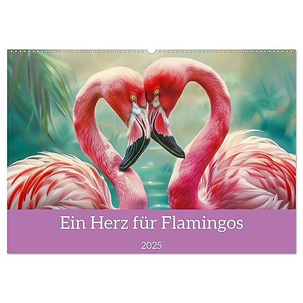 Ein Herz für Flamingos (Wandkalender 2025 DIN A2 quer), CALVENDO Monatskalender, Calvendo, Liselotte Brunner-Klaus