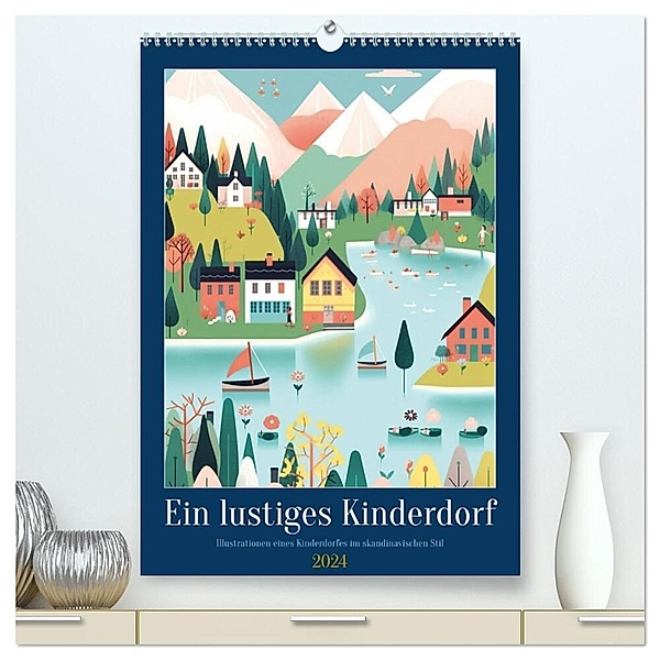 Ein lustiges Kinderdorf (hochwertiger Premium Wandkalender 2024 DIN A2 hoch), Kunstdruck in Hochglanz, Steffen Gierok-Latniak