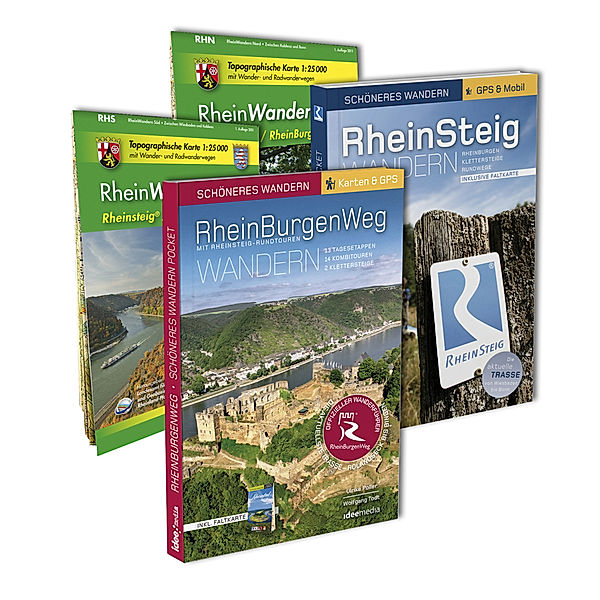 Ein schöner Tag Premium / Rheinsteig/Rheinburgenweg - Premium-Set mit zwei Topo-Karten 1: 25000 des LVermGeo, 4 Teile, Wolfgang Todt, Ulrike Poller