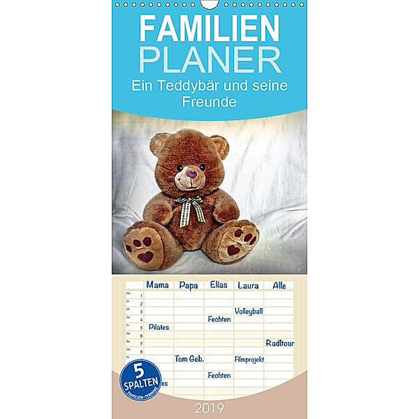 Ein Teddybär und seine Freunde - Familienplaner hoch (Wandkalender 2019 , 21 cm x 45 cm, hoch), Jennifer Chrystal
