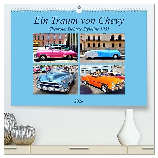 Ein Traum von Chevy - Chevrolet DeLuxe Styleline 1951 (hochwertiger Premium Wandkalender 2024 DIN A2 quer), Kunstdruck in Hochglanz, Henning von Löwis of Menar