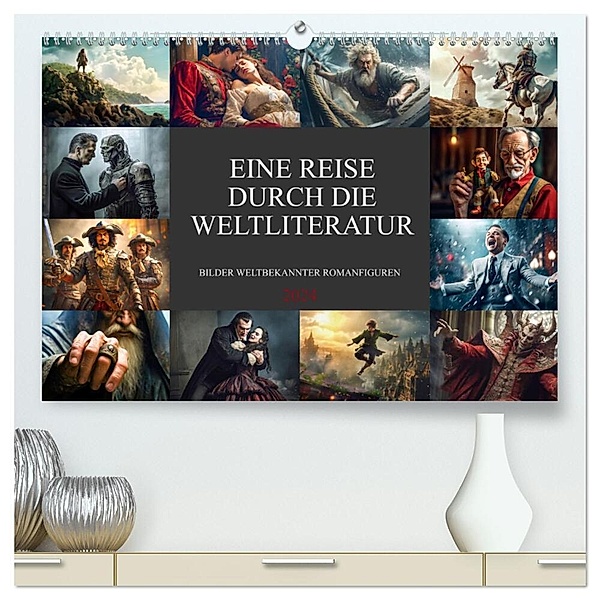 Eine Reise durch die Weltliteratur (hochwertiger Premium Wandkalender 2024 DIN A2 quer), Kunstdruck in Hochglanz, Dirk Meutzner