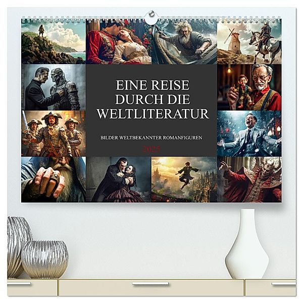 Eine Reise durch die Weltliteratur (hochwertiger Premium Wandkalender 2025 DIN A2 quer), Kunstdruck in Hochglanz, Calvendo, Dirk Meutzner