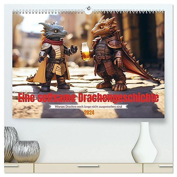 Eine seltsame Drachengeschichte (hochwertiger Premium Wandkalender 2024 DIN A2 quer), Kunstdruck in Hochglanz, Kerstin Waurick