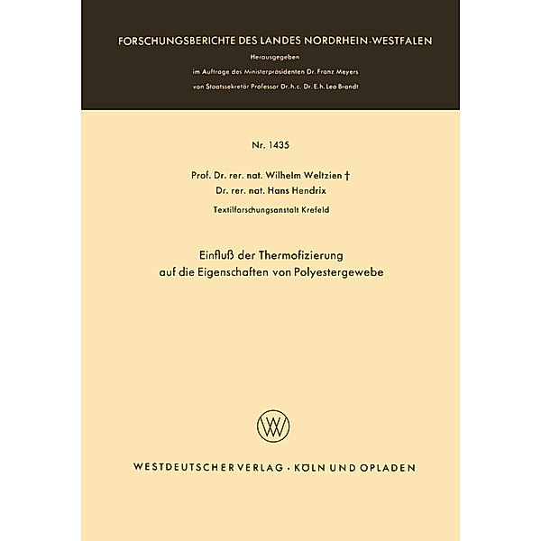 Einfluß der Thermofizierung auf die Eigenschaften von Polyestergewebe, Wilhelm Weltzien