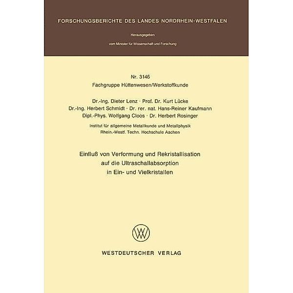 Einfluß von Verformung und Rekristallisation auf die Ultraschallabsorption in Ein- und Vielkristallen, Dieter Lenz