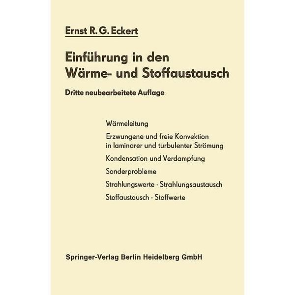 Einführung in den Wärme- und Stoffaustausch, Ernst R. G. Eckert