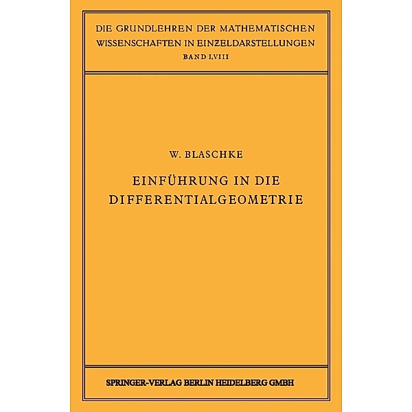 Einführung in die Differentialgeometrie, Wilhelm Blaschke