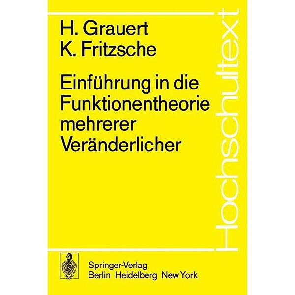 Einführung in die Funktionentheorie mehrerer Veränderlicher, Hans Grauert, K. Fritzsche