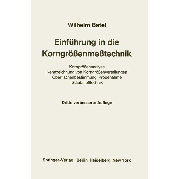 Einführung in die Korngrößenmeßtechnik, Wilhelm Batel