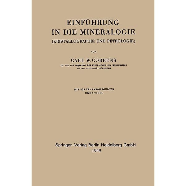 Einführung in die Mineralogie, Carl Wilhelm Correns