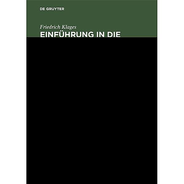 Einführung in die organische Chemie, Friedrich Klages