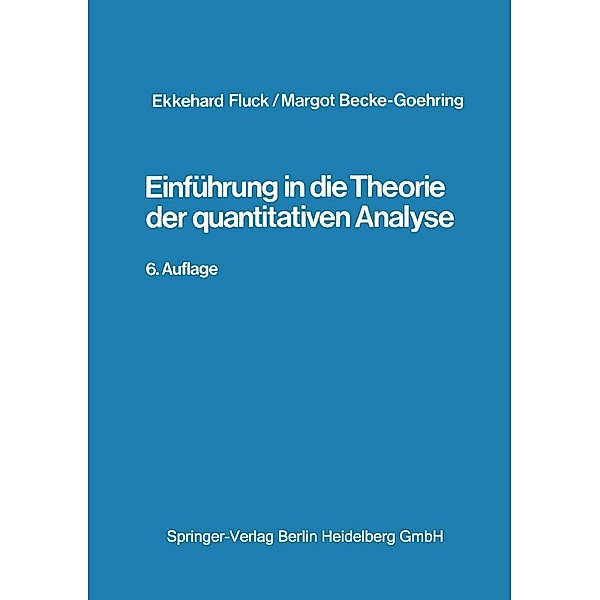 Einführung in die Theorie der qualitativen Analyse, E. Fluck, M. Becke-Goehring