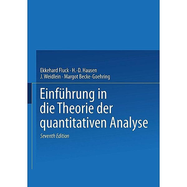 Einführung in die Theorie der quantitativen Analyse, E. Fluck, M. Becke-Goehring