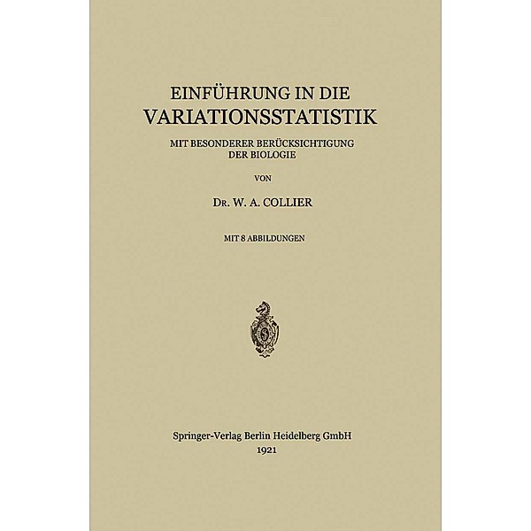 Einführung in die Variationsstatistik, Werner Adalbert Collier