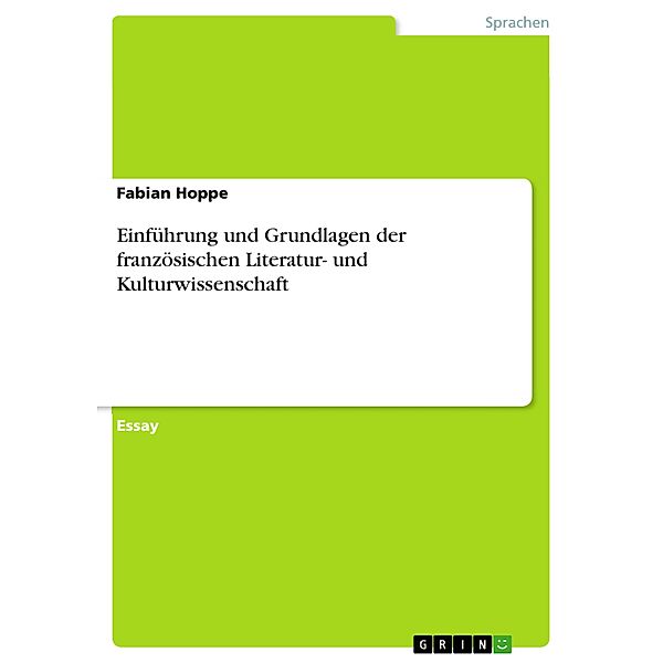 Einführung und Grundlagen der französischen Literatur- und Kulturwissenschaft, Fabian Hoppe