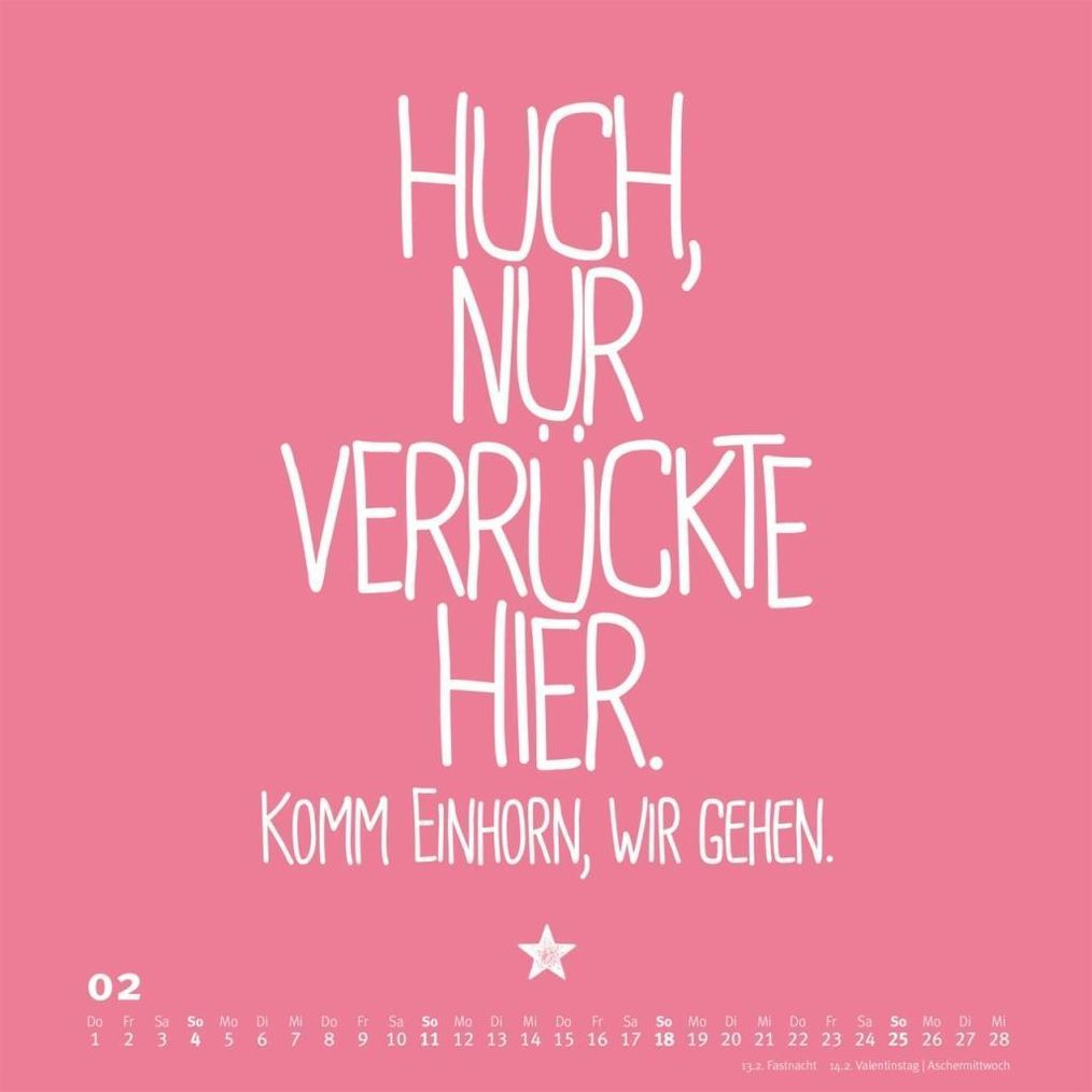 Einhorn-Kalender 2018 - FUNI Sprüche und Typo-Kalender 2018 - Kalender  bestellen