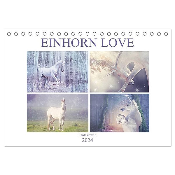 Einhorn Love - Fantasiewelt (Tischkalender 2024 DIN A5 quer), CALVENDO Monatskalender, Liselotte Brunner-Klaus