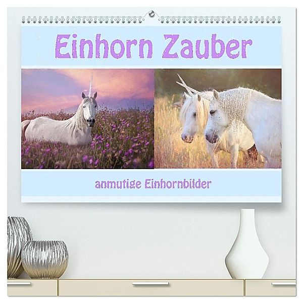 Einhorn Zauber - anmutige Einhornbilder (hochwertiger Premium Wandkalender 2024 DIN A2 quer), Kunstdruck in Hochglanz, Liselotte Brunner-Klaus