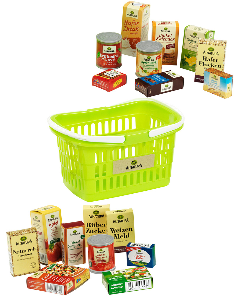 Klein-Toys Spiel-Lebensmittel Alnatura Einkaufskorb gefüllt