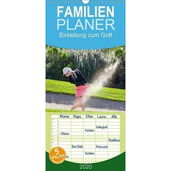 Einladung zum Golf - Familienplaner hoch (Wandkalender 2020 , 21 cm x 45 cm, hoch)