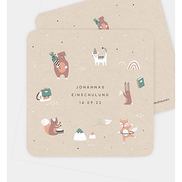 Einladungskarte Animals · Crafty, Postkarte quadratisch (145 x 145mm)