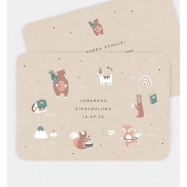 Einladungskarte Animals · Crafty, Postkarte quer (170 x 120mm)