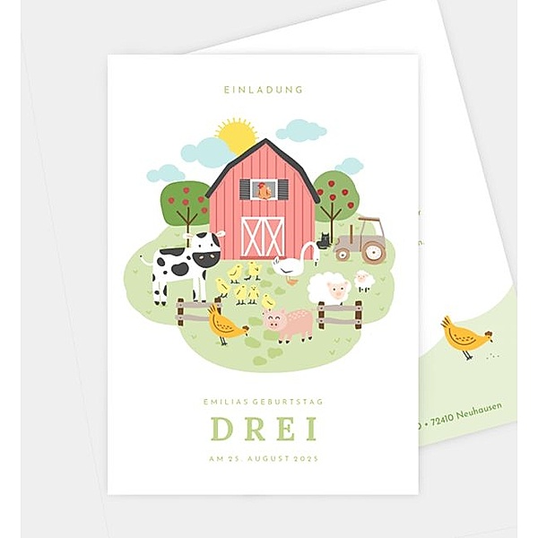 Einladungskarte Bauernhof, Postkarte hoch (120 x 170mm)