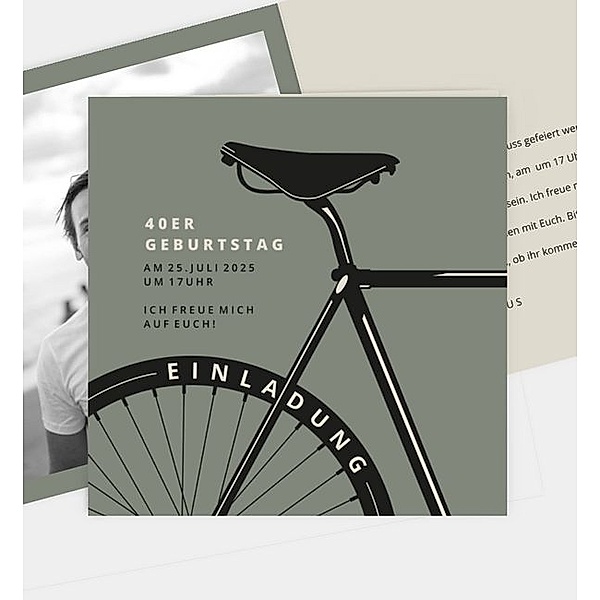 Einladungskarte Bike, Klappkarte quadratisch (145 x 145mm)