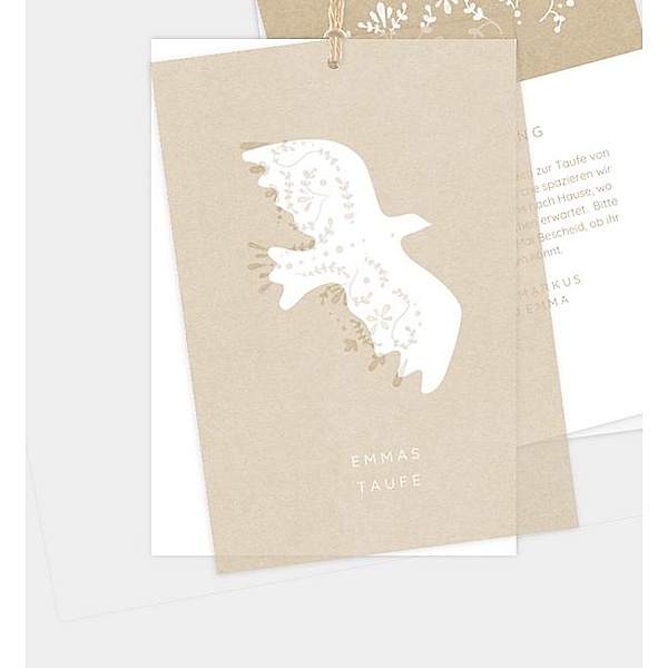 Einladungskarte Bird · Crafty, Postkarte hoch mit Transparentpapier (120 x 170mm)