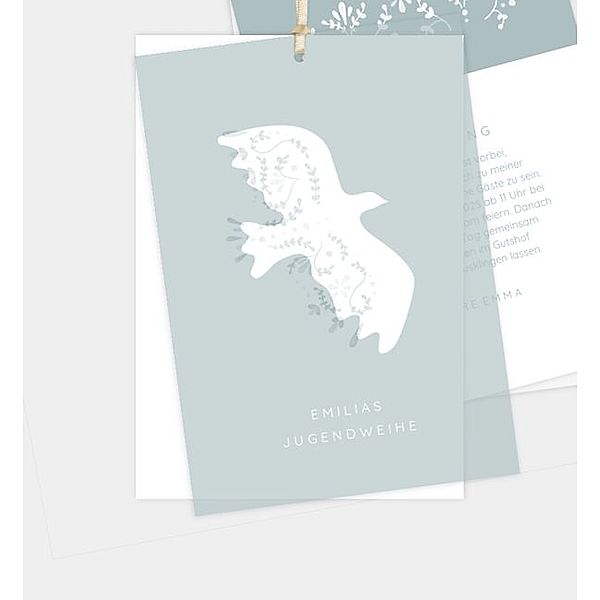 Einladungskarte Bird, Postkarte hoch mit Transparentpapier (120 x 170mm)