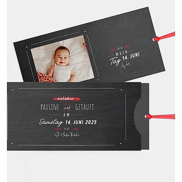 Einladungskarte Blackboard, Einsteckkarte quer (213 x 103mm)