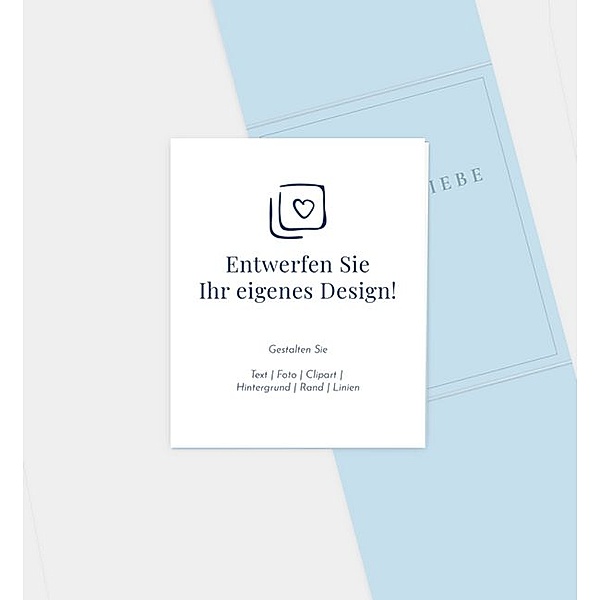 Einladungskarte Blanko Design, Doppel-Klappkarte hoch, Faltung oben (88 x 107mm)