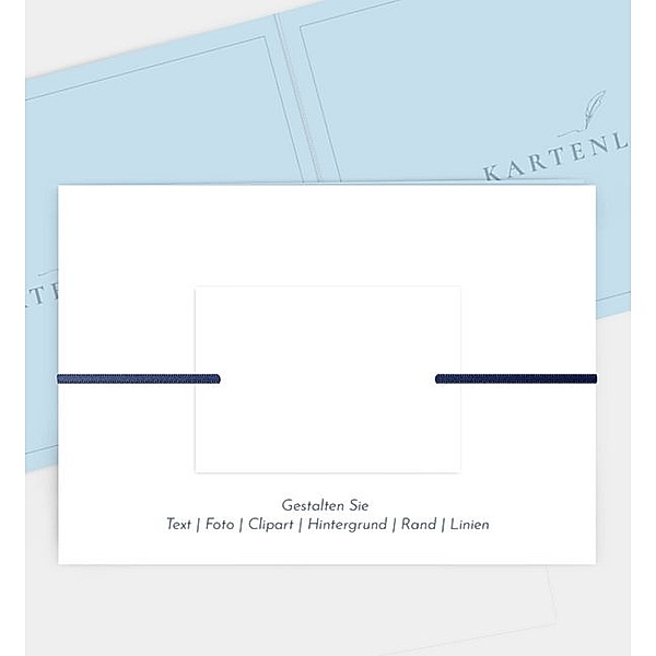 Einladungskarte Blanko Design, Klappkarte quer mit Anhänger (170 x 120mm) mit Anhänger