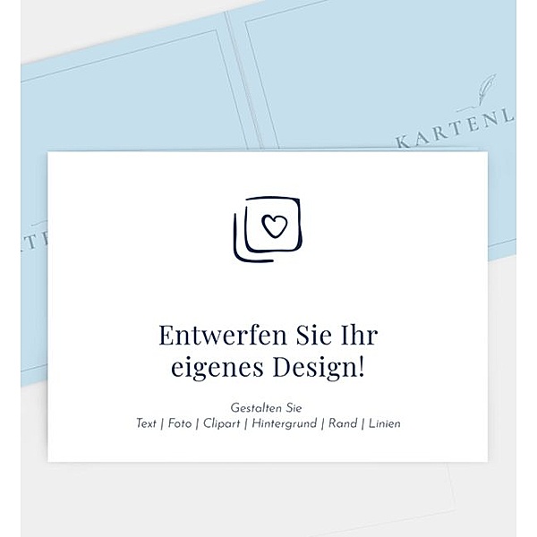 Einladungskarte Blanko Design, Klappkarte quer mit Schleife (170 x 120mm) mit Schleife
