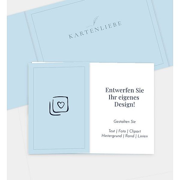 Einladungskarte Blanko Design - löschen, Doppel-Klappkarte quer &amp; kurz (145 x 105mm)