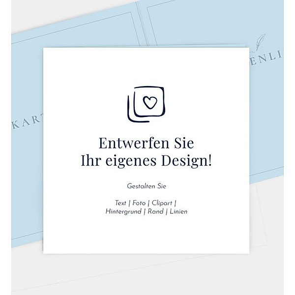 Einladungskarte Blanko Design - löschen, Klappkarte quadratisch mit Schleife (145 x 145mm) mit Schleife