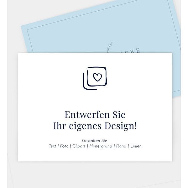 Einladungskarte Blanko Design - löschen, Postkarte quer mit Schleife (170 x 120mm) mit Schleife